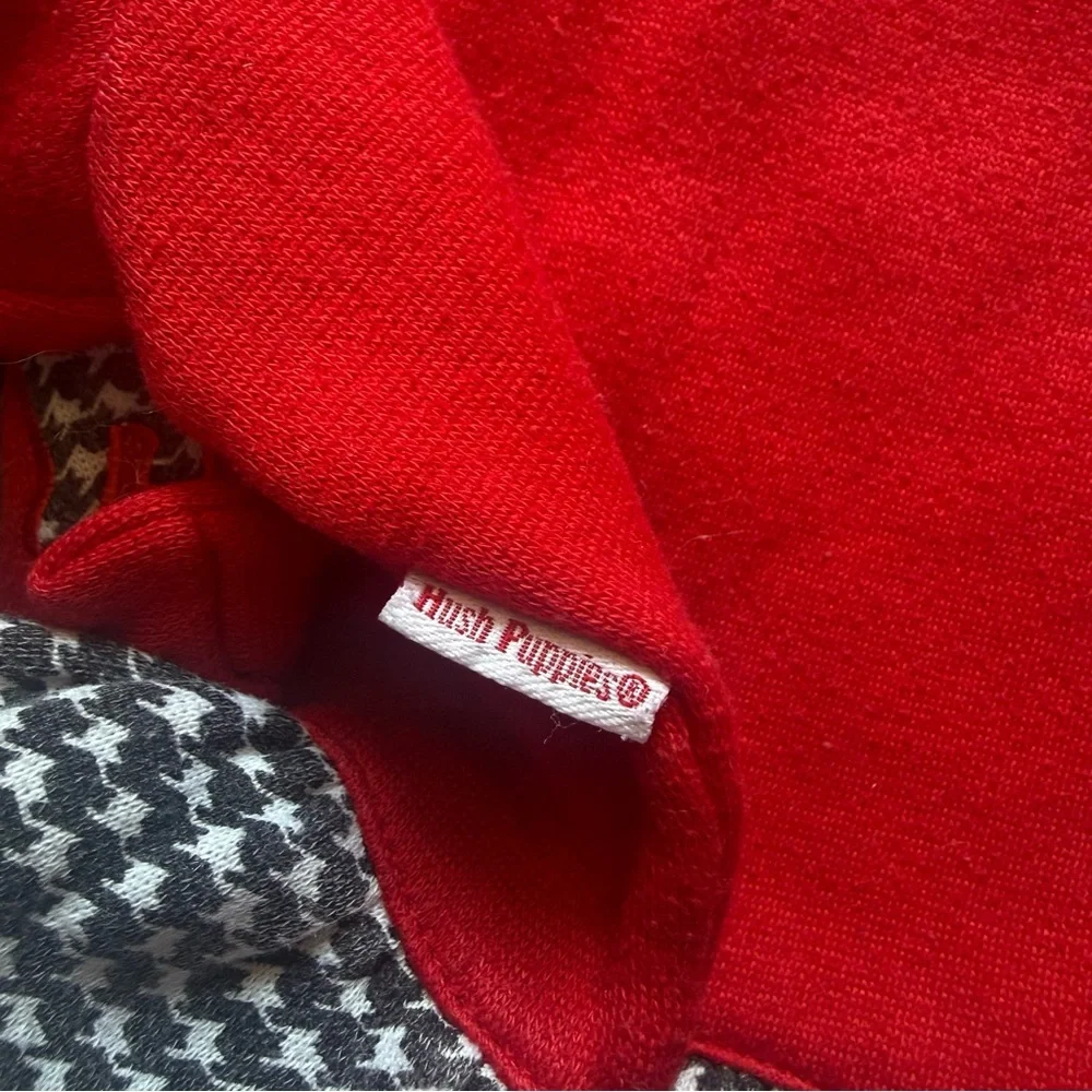Vintage 90s Hush Puppies Red Scottie Dog Sweater Size 3T Houndstooth Trim